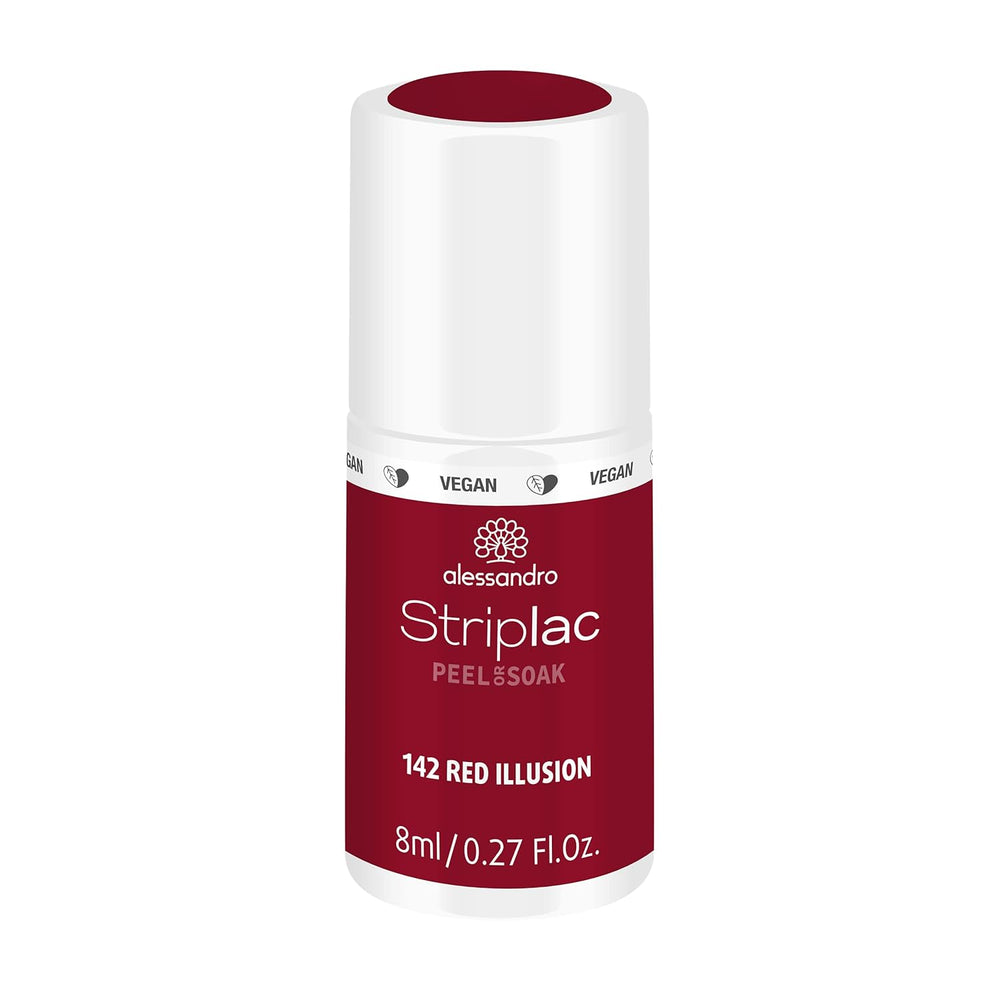 Smalto UV Alessandro Striplac Red Ilusion – Delicato e a lunga tenuta – Facile rimozione grazie alla tecnologia peel-off – Vegan e cruelty-free – 8 ml