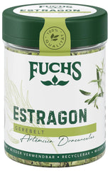 Fuchs Gewürze - Estragon gerebelt - französisches Kraut zur Verfeinerung von Saladen, Sauce Hollandaise oder Rührei - ingredienti naturali - 10 g in wiederverwendbarer, recyclebarer Dose