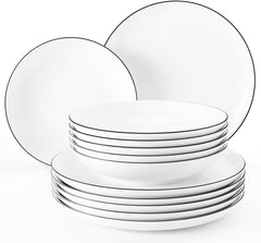 Set de veselă Seltmann Weiden 001.737148 Lido - 6 farfurii de cină + 6 farfurii de fond - 12 piese - Black Line