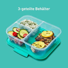 Sistema Nest IT containere pentru depozitarea alimentelor Meal Prep Boxes | 1,9 litri containere de depozitare etanșe cu TREI compartimente și capace | BPA-Free | Verde | 5 bucăți Cutii depozitare alimente Naty Shop