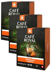 Espresso Forte 36 Kapseln für Nespresso Kaffee Maschine - 8/10 Intensität - UTZ-zertifiziert Kaffeekapseln aus Aluminium (Packung mit 3)