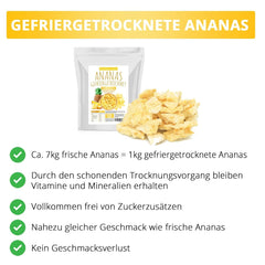 Ananas liofilizat 250g, bucăți mari, fructe liofilizate în felii, neîndulcite, bucăți de ananas fructate, ananas uscat Produse deshidratate Naty Shop
