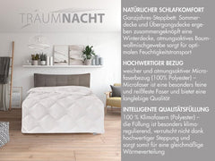 Traumnacht Cozy - Set de pat 4 sezoane, 1 X plapumă divizibilă 135 X 200 Set și 1 X pernă 80 X 80 Cm, certificat Ã-ko Tex, alb, dezvoltat în Germania ,( pachet de 2 ) Plapumi si pilote Naty Shop