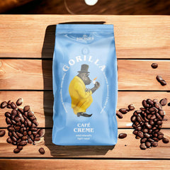 Gorilla Café Creme 6x 1000g | 100% traditionelle Arabica-Bohnen | Ideal Vollautomaten Crema harmonisches Aroma | geringer Koffeingehalt helle Röstung | Vorratspackung