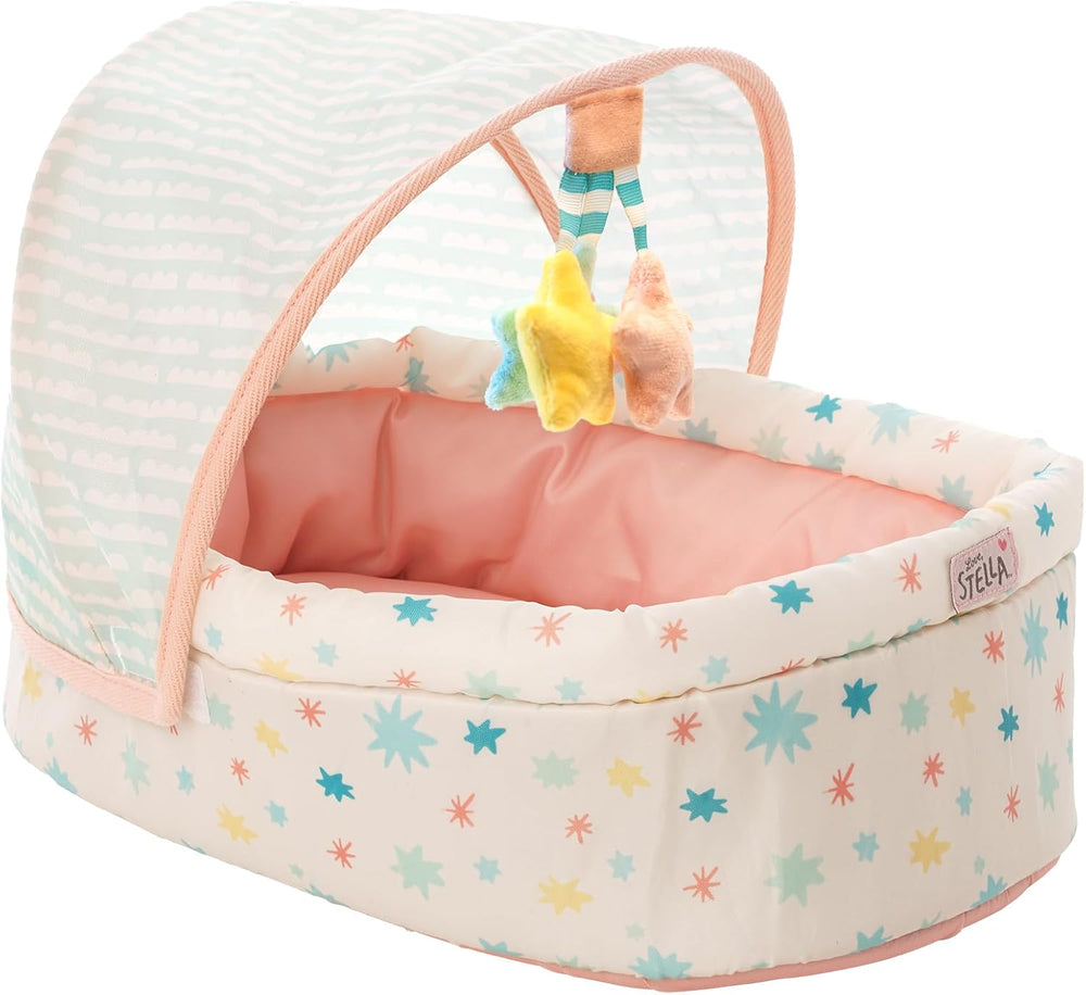 Stella Collection Weiches Babypuppenbett mit abnehmbarem Baldachin und Handy für 30.48 cm bis 38.1 cm Babypuppen, Klein