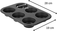 Zenker 6Er Muffinform Nero Metallico, 275X190X30 Mm, Teflon Classic Antihaftbeschichtung, Hitzebeständig Bis 230°C, Leichte Reinigung, Ideal Für Köstliche Muffins Stampi e teglie Naty Shop