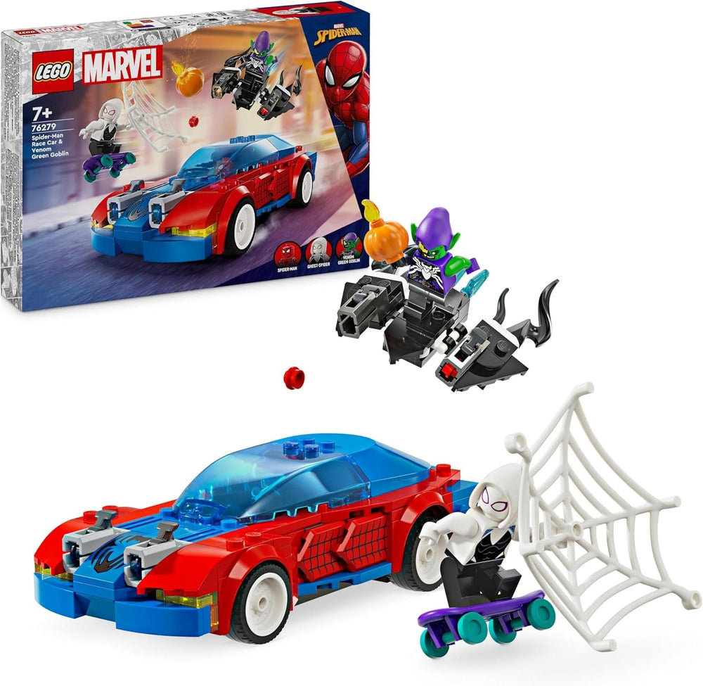 LEGO Marvel Spider-Man Auto da corsa e Venom Green Goblin, Gioco di ruolo Spidey con personaggi di supereroi e auto costruibile, Regalo per bambini, ragazzi e ragazze di 7 anni 76279 Set da costruzione Beuche den LEGO-Store Single