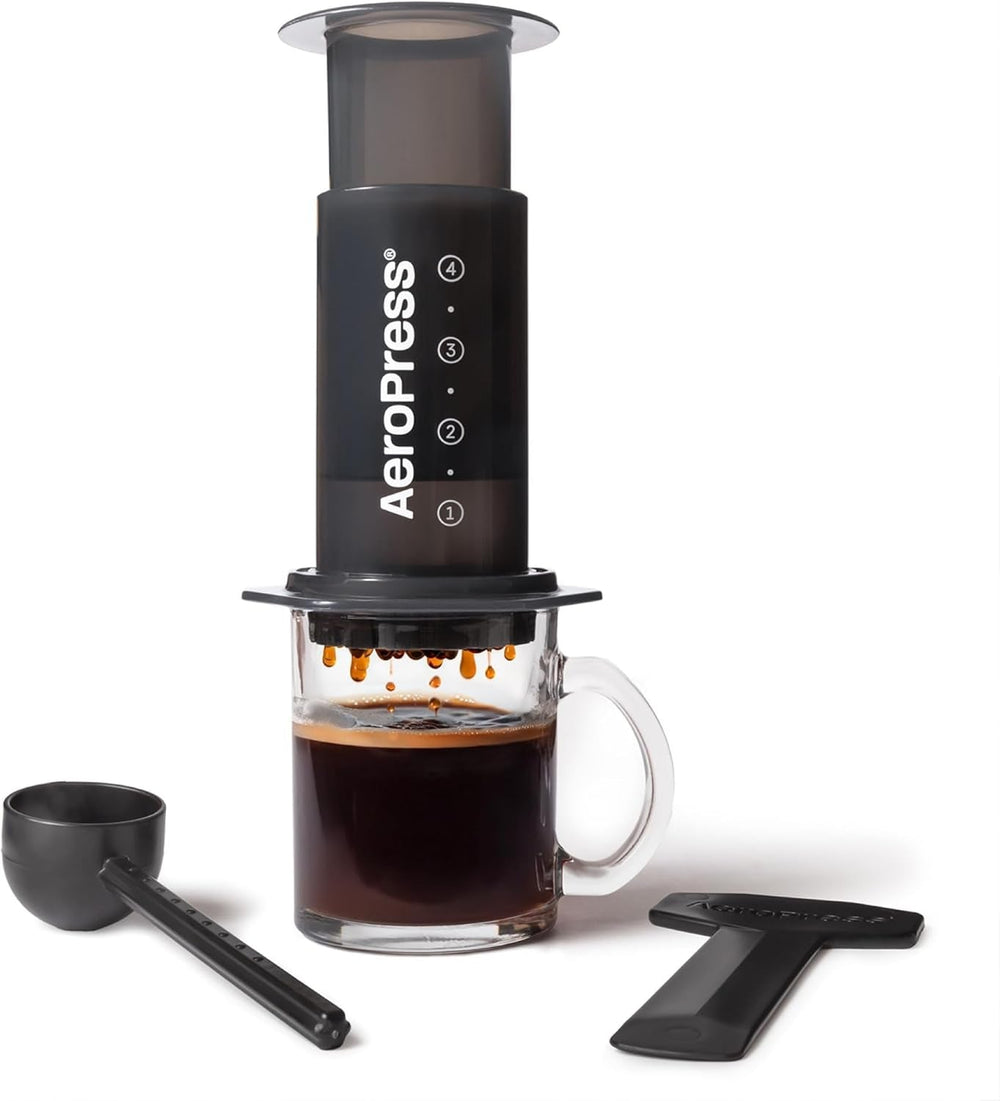 Aparat de cafea și espresso AeroPress Original, aparat de cafea portabil de nivel barista cu cameră, piston și filtre, aparat rapid de cafea și espresso