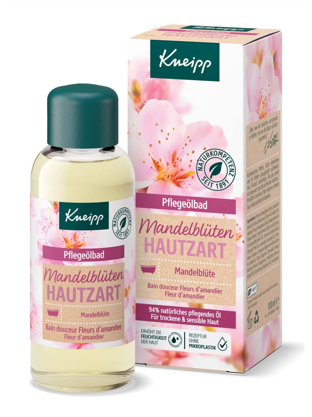 Kneipp, olio da bagno, con olio di mandorle puro al 94%, per pelli secche e sensibili - 100 ml Bagno e doccia Naty Shop