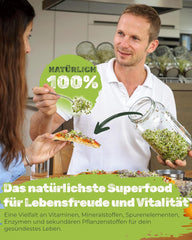 Set di barattoli per la germinazione 3100 ml con set regalo - Organic Fitness Mix, Power Mix e Detox Mix, 75 g ciascuno - Barattolo per la germinazione - incl. coperchio del barattolo, supporto e colino