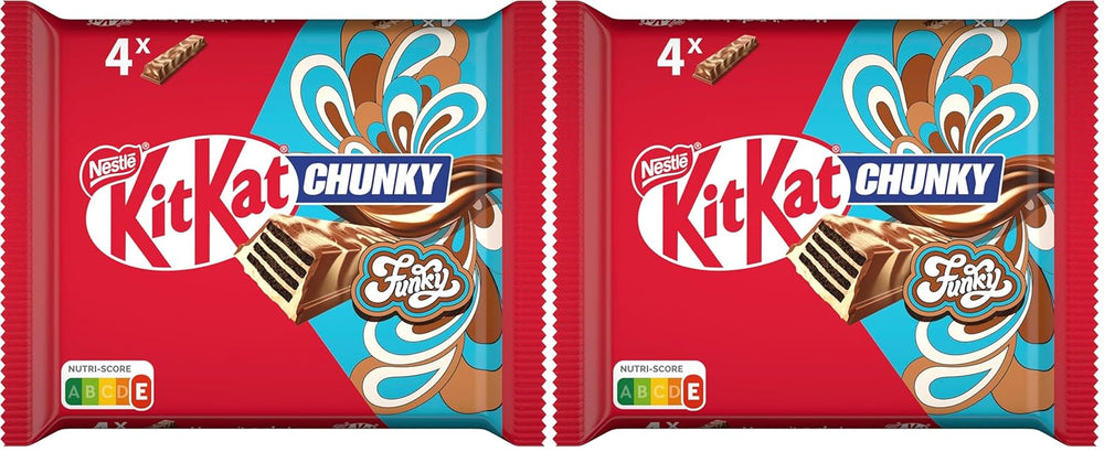 Nestlé Chunky Funky Crispy Wafer al cioccolato al latte Confezione multipla da 2 confezioni (4 x 40 g ciascuno)
