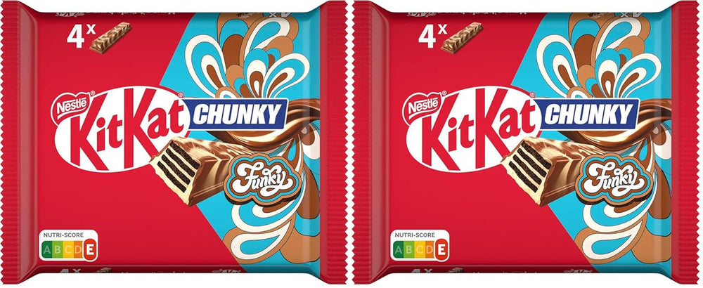Nestlé Chunky Funky, napolitană crocantă în ciocolată cu lapte, pachet multiplu, pachet de 2 (4 x 40 g fiecare)