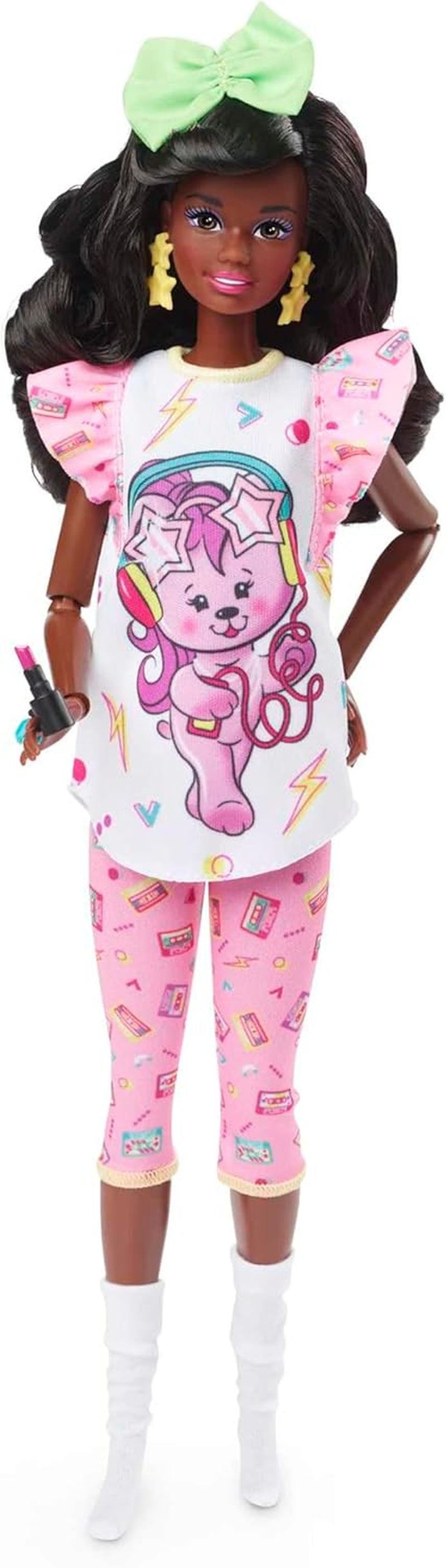 Barbie Rewind - Figurină de colecție nostalgică în stilul anilor '80, cu păr și ținută superbe, inclusiv televizor, popcorn și telefon, pentru fani și colecționari, HJX19