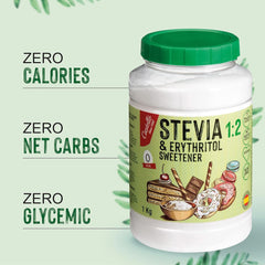 Dolcificante Stevia + Eritritolo 1:2, 1G = 2G Zucchero, 1 Kg Dolcificanti Naty Shop