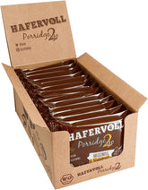 Hafervoll Porridge2go Unt de alune și nuci, 13 batoane x 55g - Vegan, Organic, Fără gluten, Gustare fără zahăr adăugat, cu ovăz, curmale și bomboane de quinoa