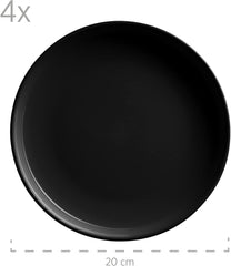 MÄSER 931961 Serie Alenia, Geschirr Set Für 4 Personen in Modernem Skandinavischem Design, 16-Teiliges Kombiservice Aus Keramik in Schwarz, Steinzeug Seturi vesela masa Naty Shop