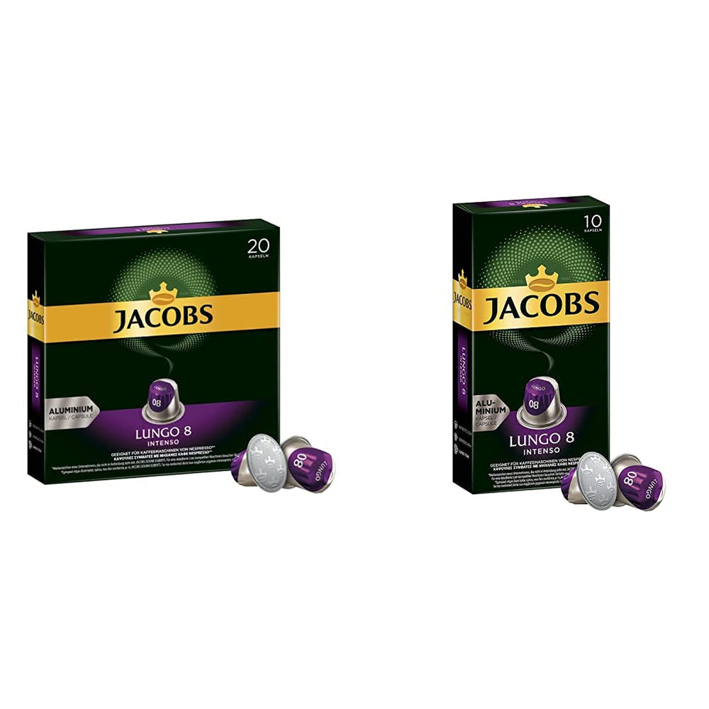 Kaffeekapseln Lungo Intenso, Intensität 8 von 12, 200 Nespresso®* kompatible Kapseln, 10 x 20 Getränke & Kapseln Lungo Intenso, Intensität 8, 100 Nespresso®* 10er Pack, 10 x 10 Getränke