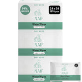 Naïf - Șervețele umede fără plastic - 1296 bucăți (24 bucăți X 54 șervețele umede) - Îngrijire pentru fundul, corpul și fața bebelușului - 99% apă - 0% parfum și alcool