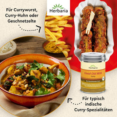 Herbaria Good Old Mild Curry bio 80g M-Dose – Currypulver, Currymischung - Bio-Gewürzmischung für klassische Curry-Spezialitäten z.B. Currywurst - ingrediente erlesenen in nachhaltiger Aromaschutz-Dose