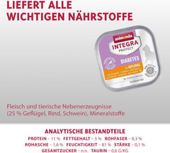 animonda INTEGRA PROTECT Diabetes cu Păsări de Curte (16 x 100 g), hrană umedă pentru pisici diabetice, hrană dietetică pentru pisici diabetice, hrană umedă fără zahăr
