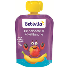 Buste comprimibili per mirtilli, mele e banane - 16 (4 confezioni, 4 x 90 g ciascuna), senza zuccheri aggiunti, senza glutine, ideali per takeaway e snack da viaggio