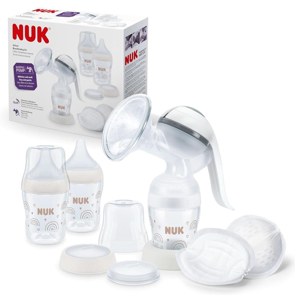 Set per tiralatte manuale NUK, morbido cuscino in silicone, 2 biberon perfettamente combinati, 150 ml Accessori Alimentazione e allattamento Bebe Naty Shop Handmilchpumpe Set