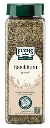 - Basilikum gerebelt | Mediterranes Gewürzkraut für Großverbraucher | Mit praktischem Streuaufsatz | 150 g im großen Streuer