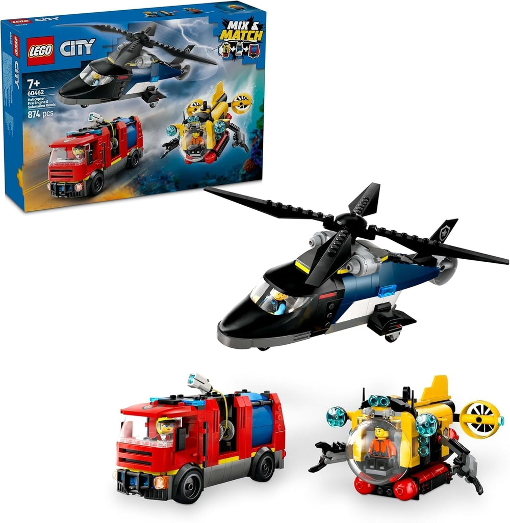 Set combinato elicottero, auto dei leoni e sottomarino LEGO City e 3 minifigure - veicoli giocattolo costruibili per ragazzi e ragazze a partire da 7 anni - regalo di compleanno e di festa 60462 Set da costruzione Besuche den LEGO-Store Titolo predefinito