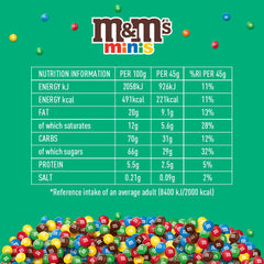 M&M's Chocolate Minis, Cioccolato, 1 x 324 g, Lenticchie al cioccolato (324 g) (Confezione da 2)