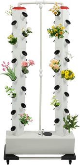 Sistema idroponico a 56 fori a 7 livelli Sistema di coltivazione fuori suolo Kit di coltivazione Torre aeroponica Sistema di coltivazione idroponica con pompa di idratazione Adattatore timer Letto di coltivazione e vaso in rete