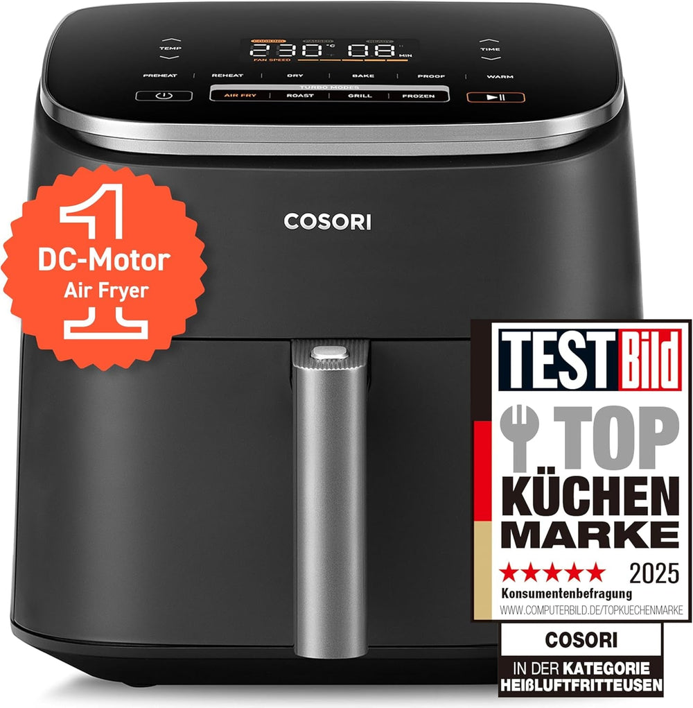 Friggitrice ad aria calda Kosori Turboblaze Airfryer, 9 in 1, 6 litri, silenziosa Naty Shop Elettrodomestici Grigio scuro Turboblaze
