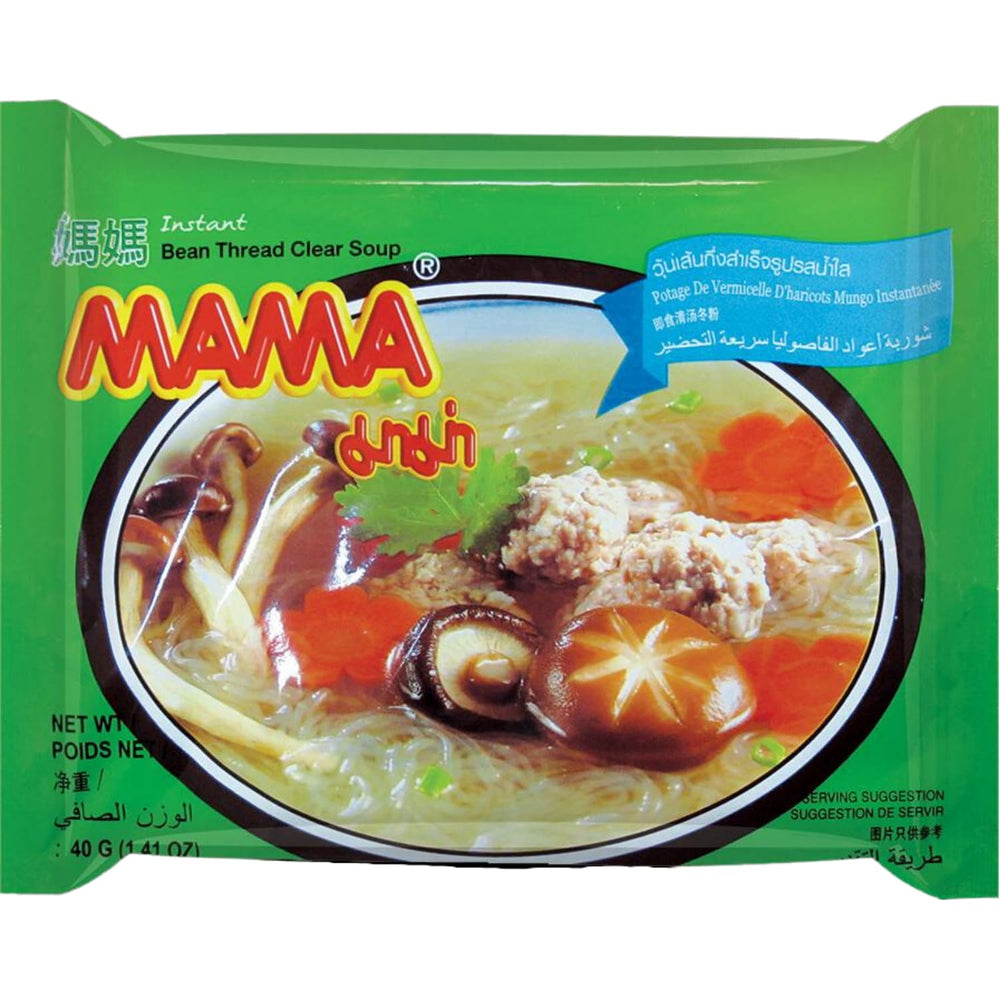 MAMA Zuppa di noodle istantanea in vetro trasparente - Cibo delizioso e veloce con sapori orientali - Autentica cucina tailandese - 30 x 40 g