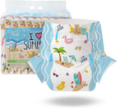 CutiePlusU Pannolini per adulti, confezione da 10, pannolini usa e getta per donne e uomini, massima assorbenza durante la notte - I Love Summer (taglia media 71-96 cm)