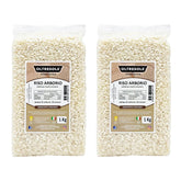 Orez Arborio italian artizanal, orez cu bob mare și amidon, ideal pentru supe, risotto și salate de orez, ambalat în vid în 2 saci de 1 kg
