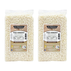 Riso Arborio Italiano Artigianale, riso a grani grossi e amidaceo, ideale per zuppe, risotti e insalate di riso, confezionato sottovuoto in 2 sacchetti da 1kg