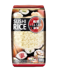 ITA-SAN Riso Sushi, Grana Tonda, Alta Qualità, Varietà Pura al 100%, Preparazione Facile e Veloce, Vegano, Halal, Senza Glutine (1 x 500g)