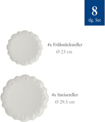 Villeroy & Boch – Set de veselă Toy's Delight Royal Classic cu 8 piese, alb, potrivit pentru mașina de spălat vase și cuptorul cu microunde, farfurii, set de veselă pentru 4 persoane, veselă de Crăciun, jucării, porțelan premium