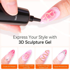 Makartt 3D Gel Nail Art - Gel Lipici Stras 15G pentru Brelocuri Unghii, Gel Sculptură Unghii Multifuncțional pentru Design Unghii DIY, Sculptură Unghii Modelare Unghii Acasă (Transparent)