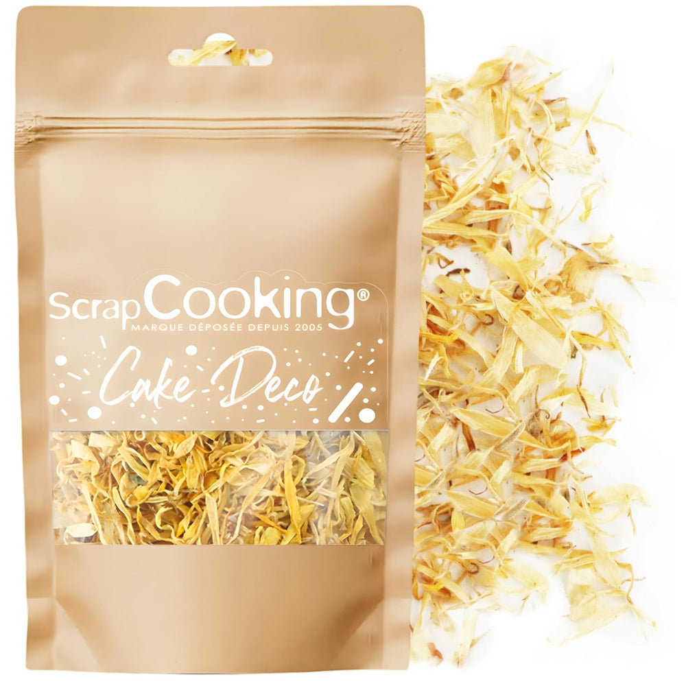 ScrapCooking - Calendule essiccate 3,5 g - Fiori commestibili - Decorazioni alimentari per dolci - Per dessert, torte, crostate, muffin - Natale, primavera, compleanno - Giallo dorato - 7471