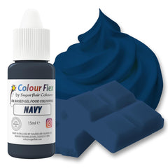 Colorant alimentar pe bază de ulei Sugarflair Colourflex, albastru marin, colorant alimentar lichid foarte concentrat, colorant alimentar pentru cremă de unt, ciocolată, aluat, fondant, glazură și multe altele - 15 ml