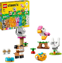 LEGO Classic Animali creativi Scatola di mattoncini colorati Costruisci figure di animali in mattoncini Cane, gatto, coniglio, criceto e uccello Giocattolo da costruzione per ragazzi e ragazze 5 anni 11034 Set da costruzione Besuche den LEGO-Store Single