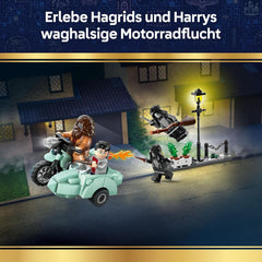 LEGO Harry Potter Hagrids und Harrys Flucht aus dem Ligusterweg - Motorrad Spielzeug mit 4 Minifiguren - 2 Todesser, eine Straßenszene - Geschenk für Mädchen, Jungen und Fans ab 8 Jahren - 76459