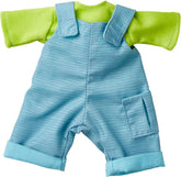 HABA Kleiderset Freizeitspass – T-Shirt und Latzhose für 30 cm HABA Puppen – Pflegeleicht und waschbar bei 30°C – Ab 18 Monaten – 1305979001