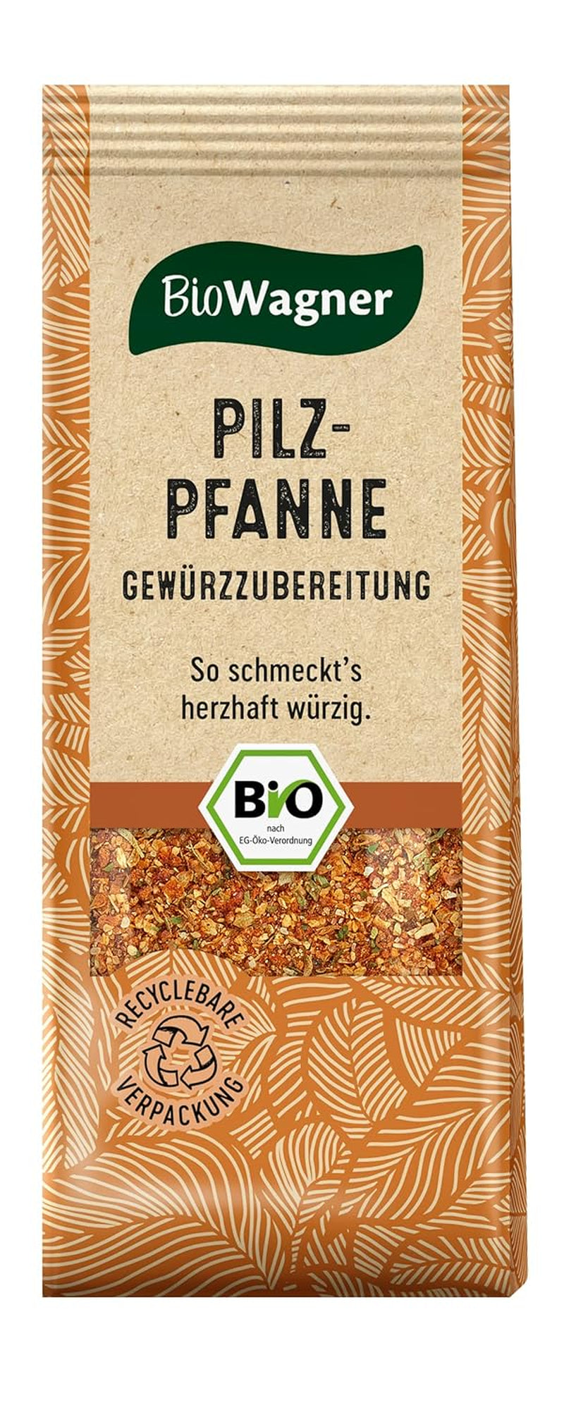 BioWagner - Bio Pilzpfanne Gewürzzubereitung | intensiv-pikant Geschmack | naturbelassene Bio-Zutaten | riciclabile Verpackung | 60 g