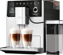 Melitta CI Touch - Espressor complet automat cu sistem de lapte, espressor cu râșniță de cafea integrată și spumator de lapte, de exemplu pentru espresso sau cappuccino, argintiu