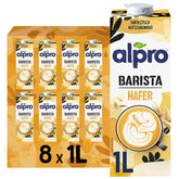 Alpro Barista Haferdrink – Zum Aufschäumen – Vegan und milchfrei – Von Natur aus laktosefrei – Reich an Ballaststoffen, Calcium und Vitaminen – 8 x 1 L – Haltbar
