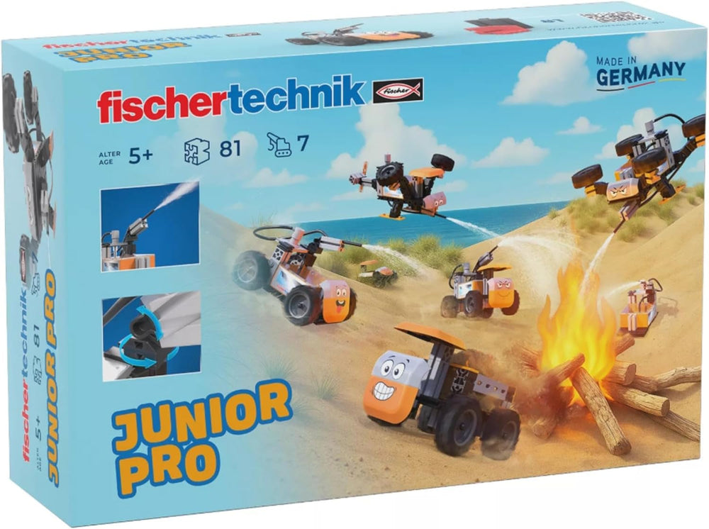 fischertechnik Junior Pro 576100 – Konstruktionsspielzeug für Kinder, Baukasten mit 7 Modellen inkl. Löschfahrzeuge, ab 5 Jahren, orange