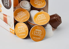 NESCAFÉ Dolce Gusto Latte Macchiato Vorratsbox 90 Kaffeekapseln (Aromatischer Espresso & Latte Macchiato Caramel