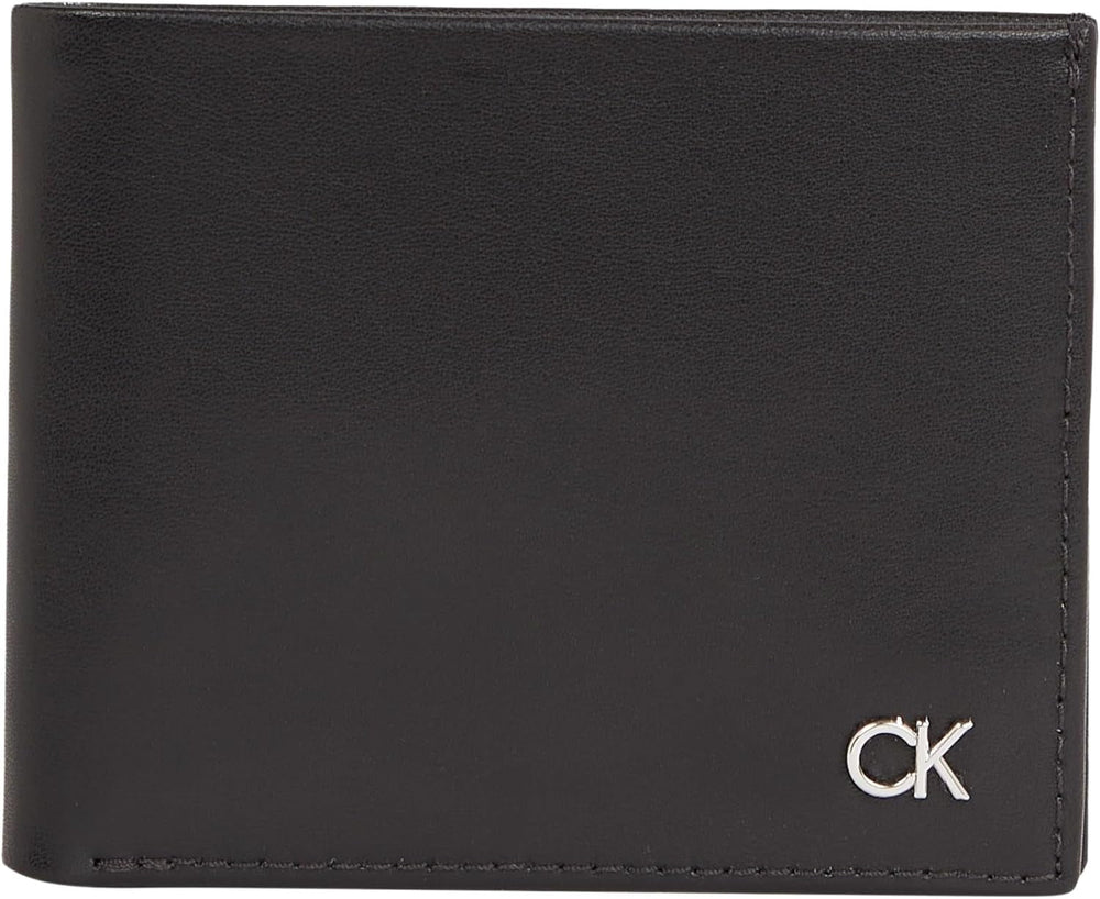 Calvin Klein METAL CK BIFOLD 6CC W/BILL Portofel pentru bărbați, negru (Ck Black), OS Portofel Barbati Naty Shop Titlu implicit
