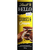 Lindt Hello Cookies & Cream Chocolate | Barretta 100g | Cioccolato al latte con biscotti e ripieno di crema | Tavoletta di cioccolato | Regalo di cioccolato